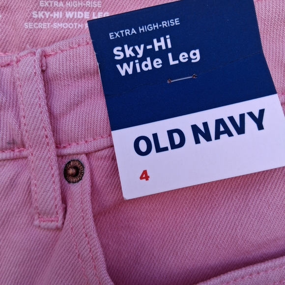Old Navy Dad Jeans Extra High Rise Wide Leg Pink Sz. 4 Boho Denim Barbie NWT - Picture 8 of 12